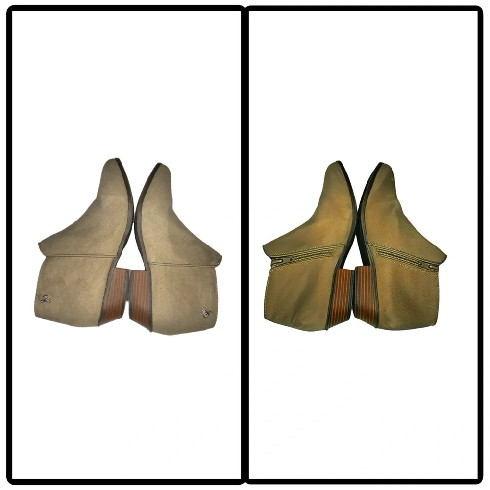 Sam Edelman “Petty Bootie” Sz 4 Putty/Tan Suede Heel Chelsea, also fits Youth 2